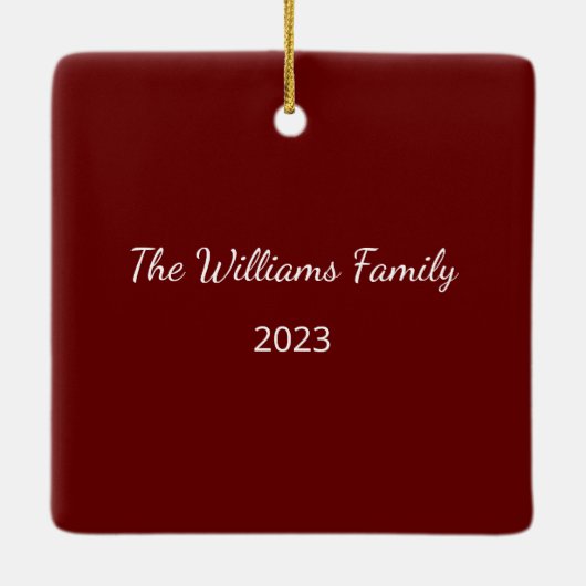 ウッド素朴ファミリーシンプルクリスマス セラミックオーナメント (裏面)