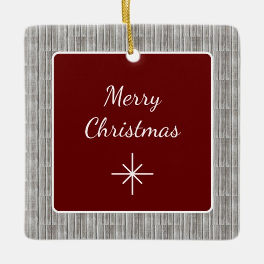 ウッド素朴ファミリーシンプルクリスマス セラミックオーナメント (正面)