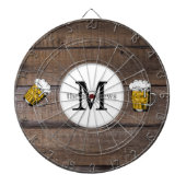 ウッド素朴ファミリーネームモノグラムのビール ダーツボード (正面)