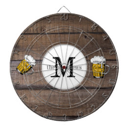ウッド素朴ファミリーネームモノグラムのビール ダーツボード