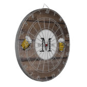 ウッド素朴ファミリーネームモノグラムのビール ダーツボード (正面左)