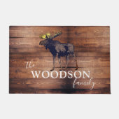ウッド素朴ファミリーネーム歩くムース ドアマット (正面)