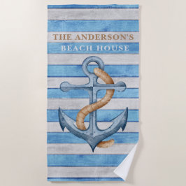 ウッド素朴ファミリービーチハウス航海のストライプ ビーチタオル