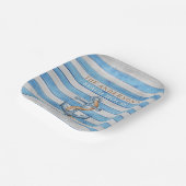 ウッド素朴ファミリービーチハウス航海のストライプ ペーパープレート (傾斜あり)