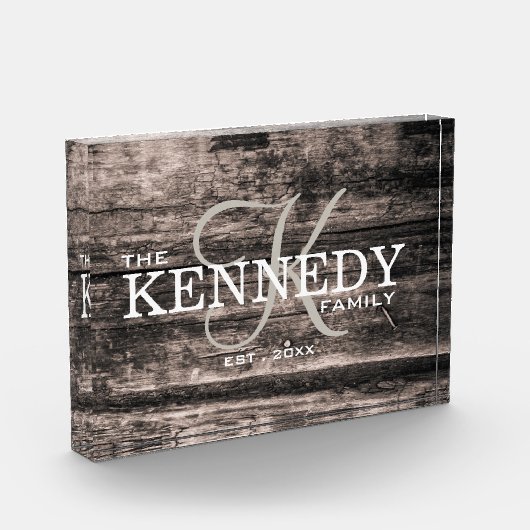 ウッド素朴ファミリーモノグラム姓タイポグラフィ フォトブロック (左)