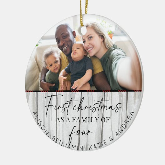 ウッド素朴ファミリー写真第1回クリスマス セラミックオーナメント (左)