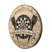 ウッド素朴ファミリー名前をカスタムする結婚ズ ダーツボード (正面右)