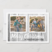 ウッド素朴ファミリー2枚の写真クリスマスコラージュ シーズンカード (正面)
