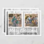 ウッド素朴ファミリー2枚の写真クリスマスコラージュ シーズンカード (正面/裏面)