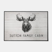 ウッド素朴ファミリ名ムース ドアマット (正面)