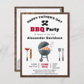 ウッド素朴ファーザーズデイBBQ招待状 ポストカード (正面/裏面)