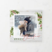 ウッド素朴ファームハウスウォーターカラーパインクリスマス 三つ折りクリスマスカード (カバー)