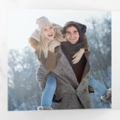 ウッド素朴ファームハウスウォーターカラーパインクリスマス 三つ折りクリスマスカード (内部最初)