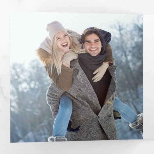 ウッド素朴ファームハウスウォーターカラーパインクリスマス 三つ折りクリスマスカード (内部最初)