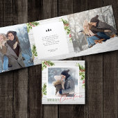 ウッド素朴ファームハウスウォーターカラーパインクリスマス 三つ折りクリスマスカード