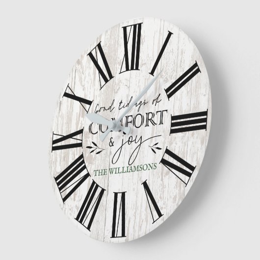 ウッド素朴ファームハウスグリーティングファミリー名 ラージ壁時計 (傾斜)