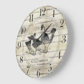ウッド素朴ファームハウスファミリー名 ラージ壁時計 (傾斜)