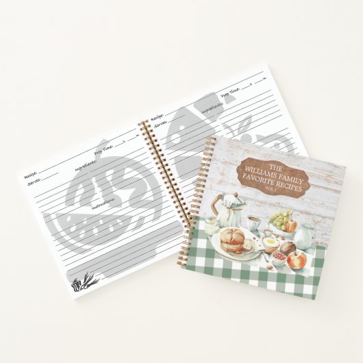 ウッド素朴ファームハウスフードファミリーレシピ ノートブック (内部)