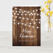 ウッド素朴フェアリーのライトファミリー名ホリデーフォト カード (黄色い花)