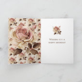 ウッド素朴フェイク女性のカーボーイフローラブーツ誕生日 カード (内部)