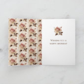 ウッド素朴フェイク女性のカーボーイフローラブーツ誕生日 カード (内部)