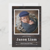 ウッド素朴フォトカスタム誕生カウボーイ 案内状 (正面)