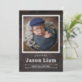 ウッド素朴フォトカスタム誕生カウボーイ 案内状 (スタンド正面)