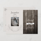 ウッド素朴フォトニュートラルブライダルシャワー インビテーションポストカード (正面/裏面)