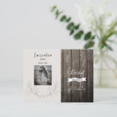 ウッド素朴フォトニュートラルブライダルシャワー インビテーションポストカード (スタンド正面)