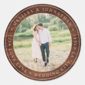 ウッド素朴フォト差出人住所ラベル ラウンドシール (正面)