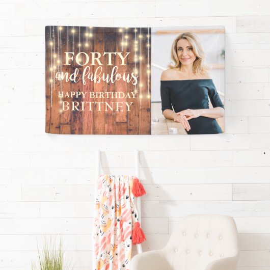 ウッド素朴フォーティファブラス誕生日 横断幕 (インサイチュ)