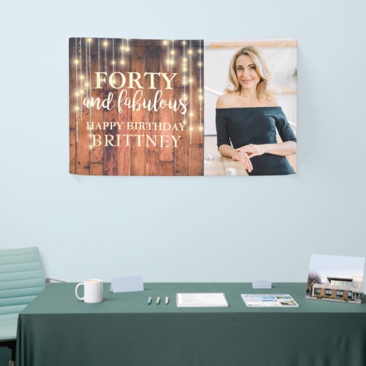 ウッド素朴フォーティファブラス誕生日 横断幕 (トレードショー)