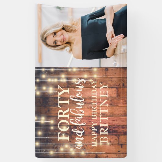 ウッド素朴フォーティファブラス誕生日 横断幕 (縦)