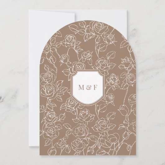 ウッド素朴フローラアーチイスラム結婚教徒 招待状 (裏面)