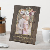 ウッド素朴フローラアーチ写真結婚の歓迎 台座サイン (インサイチュ)