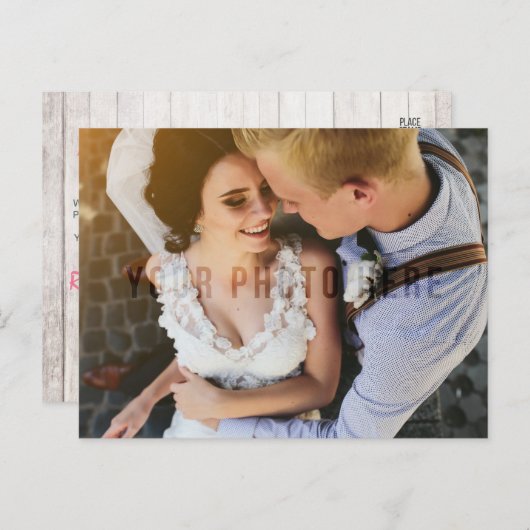 ウッド素朴フローラカントリーウェディングありがとうご写真 ポストカード (正面/裏面)