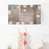 ウッド素朴フローラガーデン卒業 横断幕 (インサイチュ)