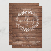 ウッド素朴フローラガーラン結婚ズ 招待状 (正面/裏面)