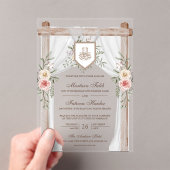 ウッド素朴フローラキャノピーイスラム結婚教徒 アクリル招待状 (インサイチュ (ポータブル))