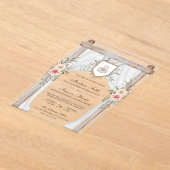 ウッド素朴フローラキャノピーイスラム結婚教徒 アクリル招待状 (レイダウン)