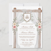 ウッド素朴フローラキャノピーイスラム結婚教徒 招待状 (正面)