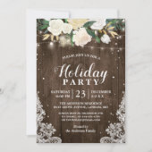 ウッド素朴フローラストリングライツホリデーパーティー 招待状 (正面)