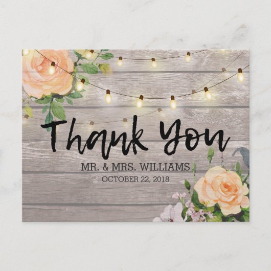 ウッド素朴フローラストリングラ結婚イツありがとう ポストカード (正面)