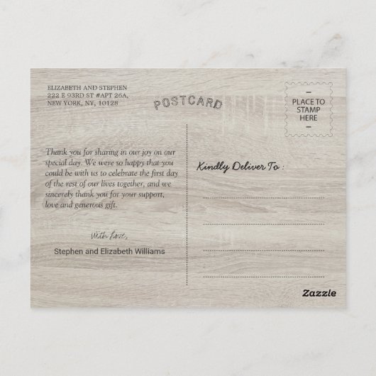 ウッド素朴フローラストリングラ結婚イツありがとう ポストカード (裏面)