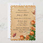 ウッド素朴フローラバタフライリハーサルディナー 招待状 (正面)