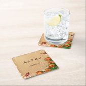 ウッド素朴フローラバタフライ結婚ズ紙コースター スクエアペーパーコースター (インサイチュ)