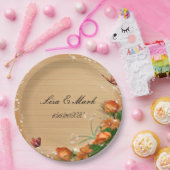 ウッド素朴フローラバタフライ結婚ズ紙プレート ペーパープレート (パーティー)