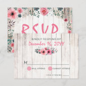 ウッド素朴フローラバラカントリーウェディングRSVP 出欠カード (正面/裏面)
