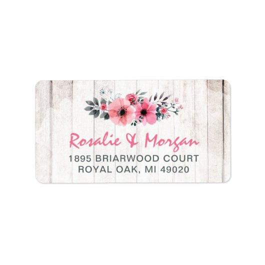 ウッド素朴フローラバラカントリーシックコーラルアドレス ラベル (正面)