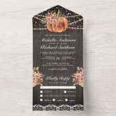 ウッド素朴フローラパンプキンオータム秋の結婚式 オールインワン招待状 (内側)